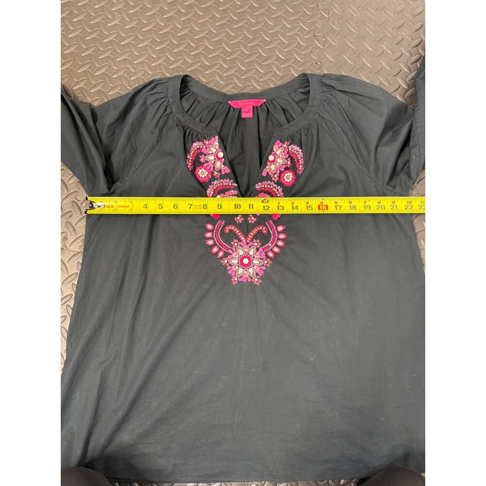 Lilly Pulitzer Black Embellished Beaded Tunic XL - Picture 7 of 8